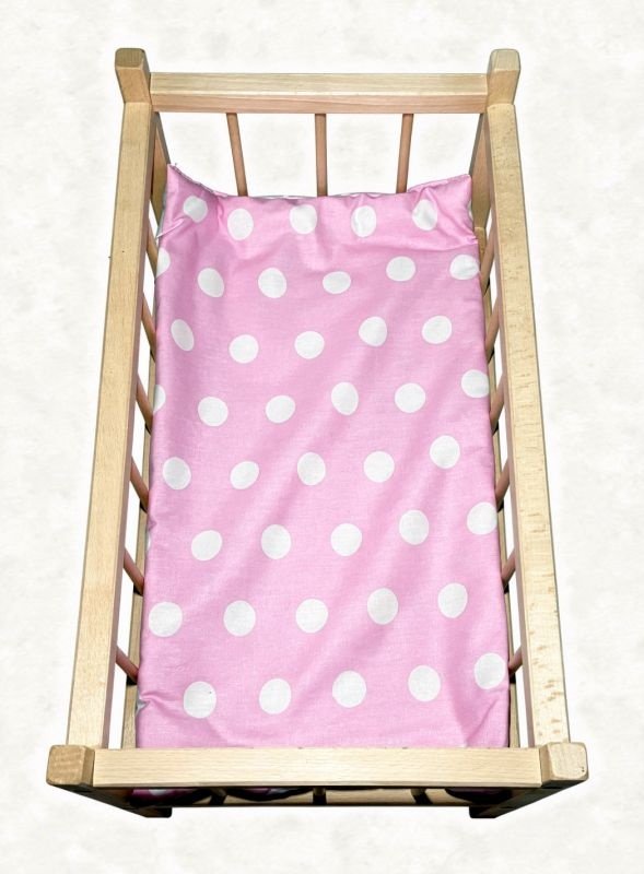 SDS Matrace do postýlky pro panenky Puntíky růžová, Bavlna, výplň: Polyester, 50x28 cm - matrace do POSTÝLKY