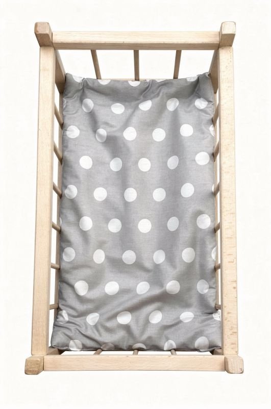 SDS Matrace do postýlky pro panenky Puntíky šedá, Bavlna, výplň: Polyester, 50x28 cm - matrace do POSTÝLKY