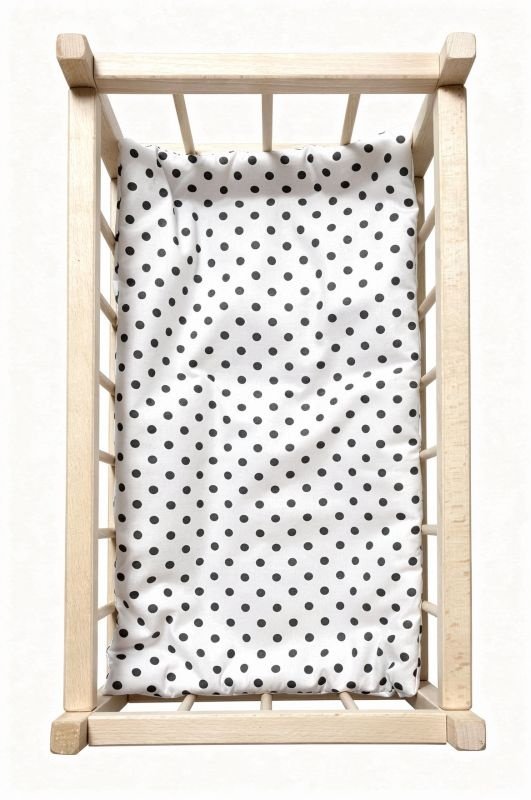SDS Matrace do postýlky pro panenky Puntíky bílá, Bavlna, výplň: Polyester, 50x28 cm - matrace do POSTÝLKY