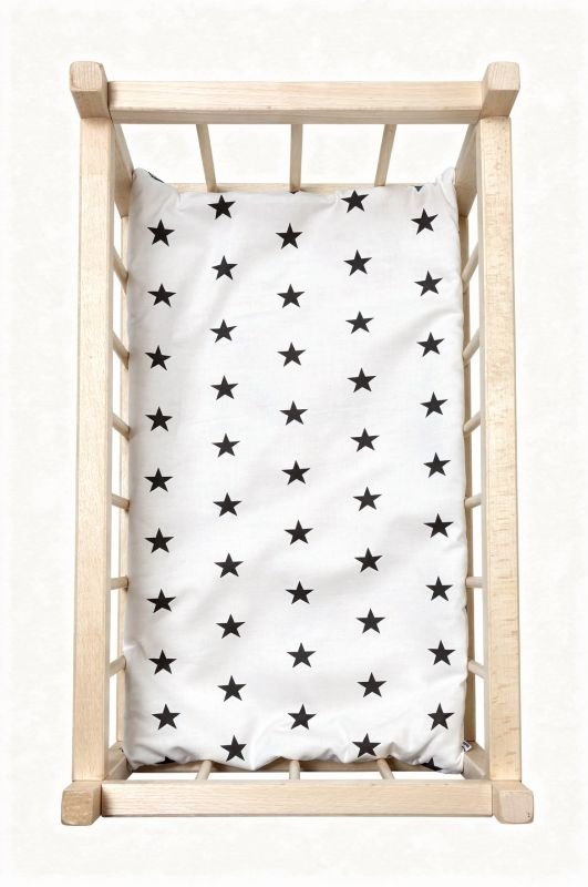 SDS Matrace do postýlky pro panenky Hvězdičky bílá, Bavlna, výplň: Polyester, 50x28 cm - matrace do POSTÝLKY