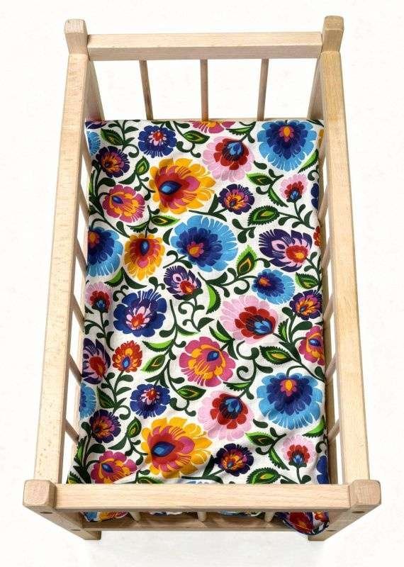 SDS Matrace do postýlky pro panenky Květy bílá, Bavlna, výplň: Polyester, 50x28 cm - matrace do POSTÝLKY