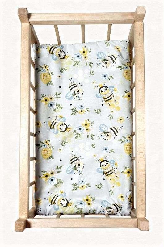SDS Matrace do postýlky pro panenky Včelky, Bavlna, výplň: Polyester, 50x28 cm - matrace do POSTÝLKY