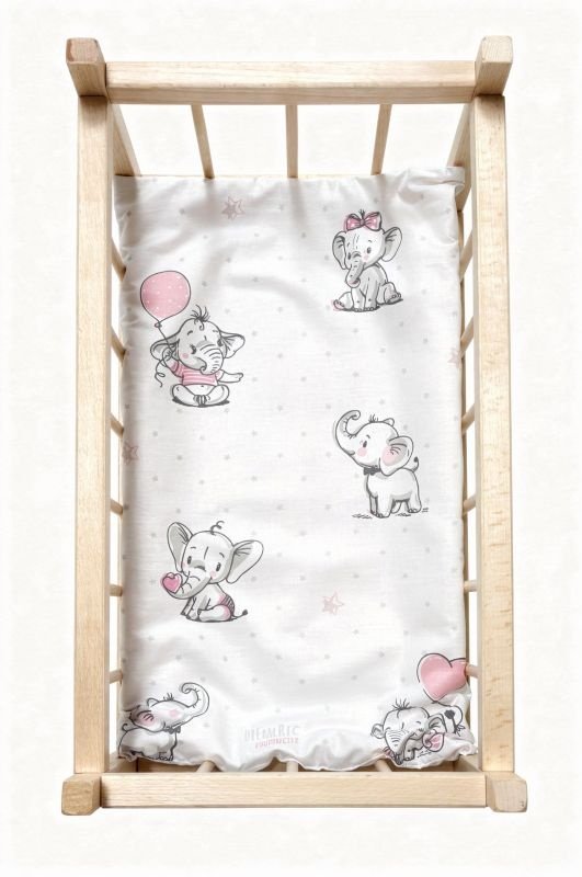 SDS Matrace do postýlky pro panenky Sloníci bílá, Bavlna, výplň: Polyester, 50x28 cm cm - matrace do POSTÝLKY