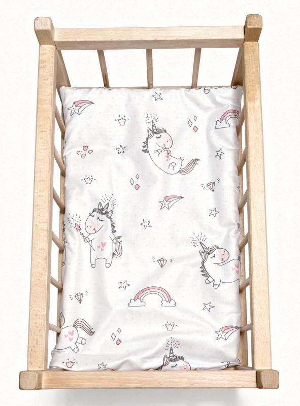 SDS Matrace do postýlky pro panenky Jednorožec bílá, Bavlna, výplň: Polyester, 50x28 cm - matrace do POSTÝLKY