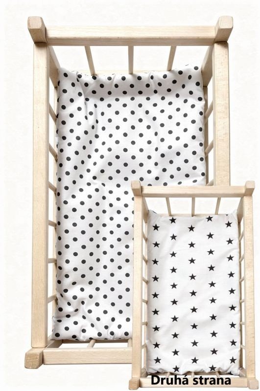 SDS Matrace do postýlky pro panenky Puntíky bílá_Hvězdičky bílá, Bavlna, výplň: Polyester, 50x28 cm - matrace do POSTÝLKY