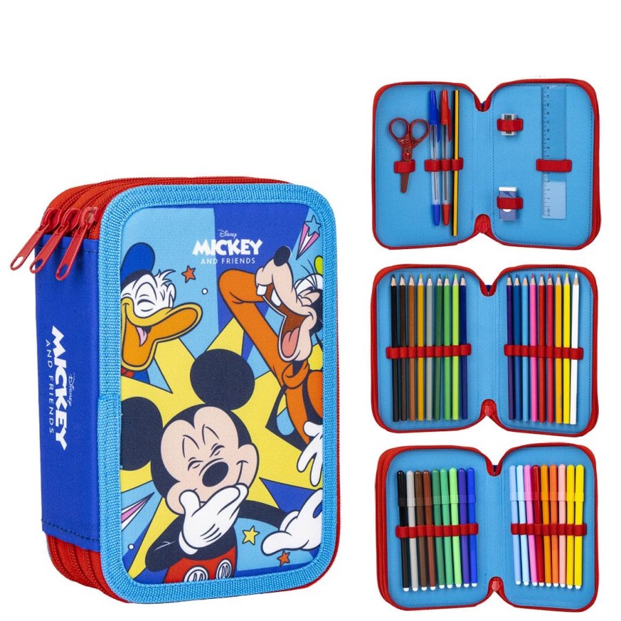 Školní penál třípatrový s náplní Myšák Mickey - Penály a školní pouzdra