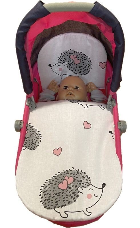 SDS Peřinky do kočárku pro panenky Ježeček Bavlna, výplň: Polyester, 1x 27x40 cm / 25x20 cm - peřinky do KOČÁRKU