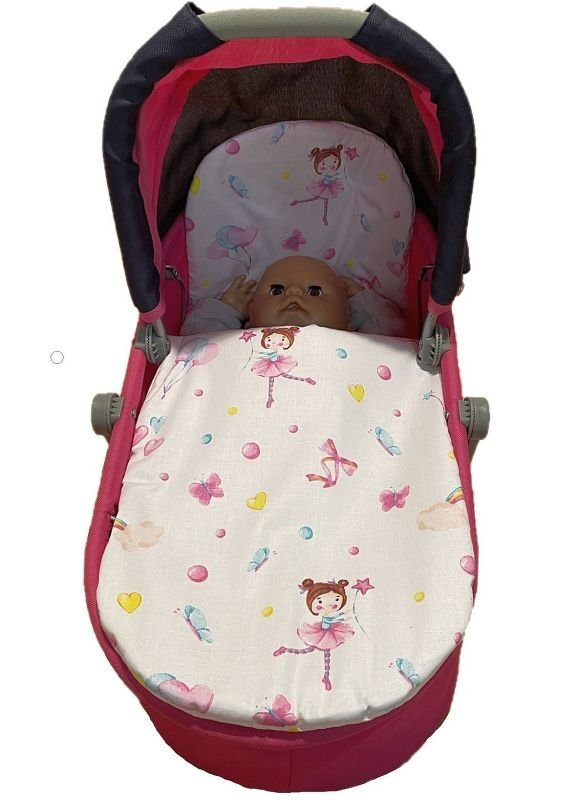 SDS Peřinky do kočárku pro panenky Baletky na bílém Bavlna, výplň: Polyester, 1x 27x40 cm / 25x20 cm - peřinky do KOČÁRKU