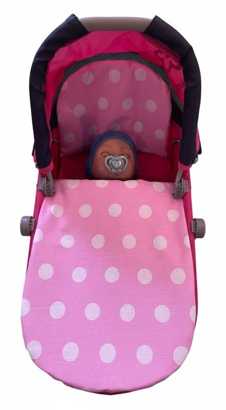 SDS Peřinky do kočárku pro panenky Puntíky růžová Bavlna, výplň: Polyester, 1x 27x40 cm / 25x20 cm - peřinky do KOČÁRKU