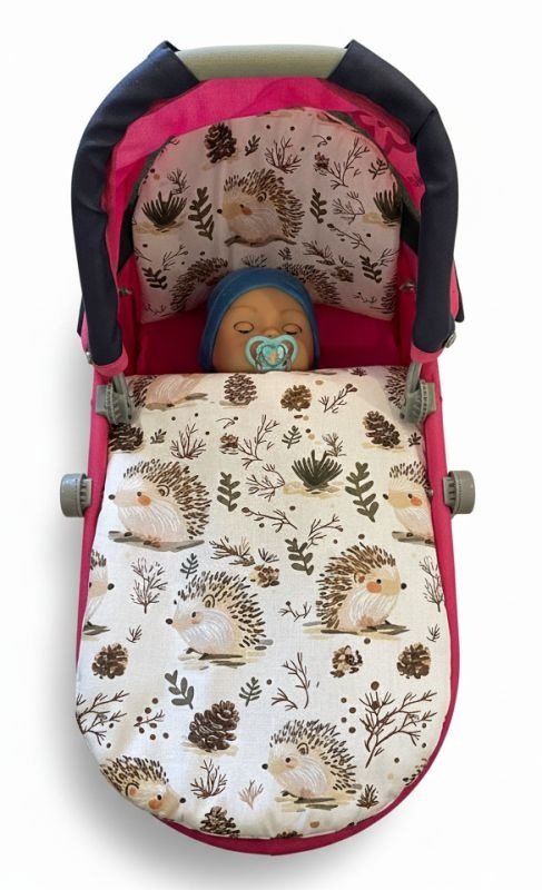 SDS Peřinky do kočárku pro panenky Ježci v lese Bavlna, výplň: Polyester, 1x 27x40 cm / 25x20 cm - peřinky do KOČÁRKU