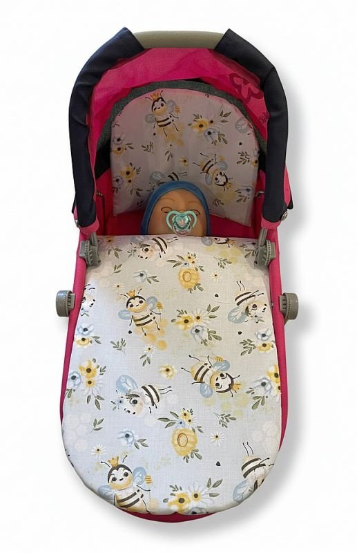 SDS Peřinky do kočárku pro panenky Včelky Bavlna, výplň: Polyester, 1x 27x40 cm / 25x20 cm - peřinky do KOČÁRKU