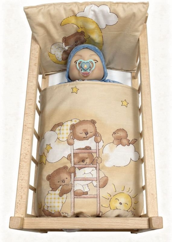SDS Peřinky do postýlky pro panenky Medvídci na žebříku krémová Bavlna, výplň: Polyester, 1x 38x44 cm / 28x20 cm - peřinky do POSTÝLKY