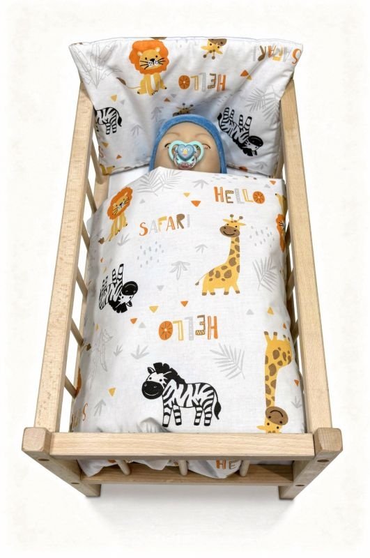 SDS Peřinky do postýlky pro panenky Safari Bavlna, výplň: Polyester, 1x 38x44 cm / 28x20 cm