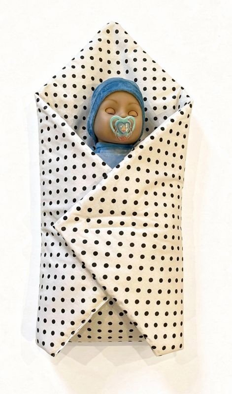 SDS Rychlozavinovačka pro panenky Puntíky bílá Bavlna, výplň: Polyester, 1x 60x60 cm - rychlozavinovačky