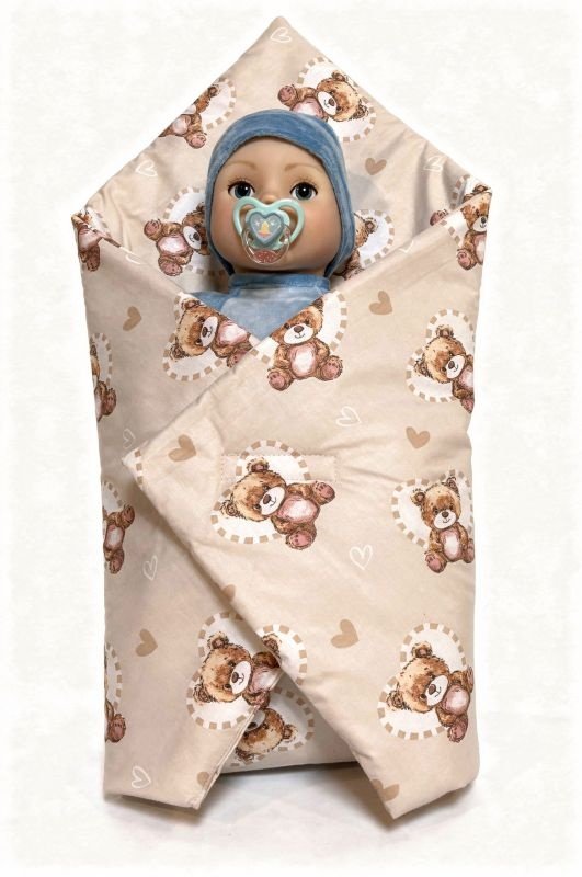SDS Rychlozavinovačka pro panenky Medvídek v srdci krémová Bavlna, výplň: Polyester, 1x 60x60 cm