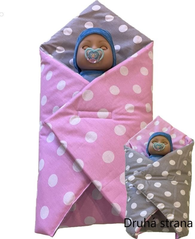 SDS Rychlozavinovačka pro panenky Puntíky růžová_Puntíky šedá Bavlna, výplň: Polyester, 1x 60x60 cm