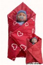 SDS Rychlozavinovačka pro panenky Srdíčka velká červená_Srdíčka malá červená Bavlna, výplň: Polyester, 1x 60x60 cm Pro panenky - rychlozavinovačky