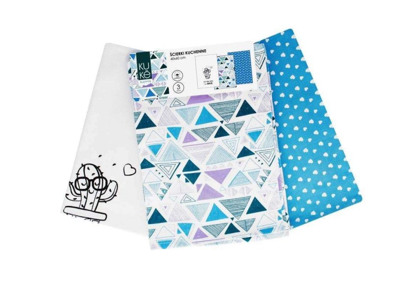 FARO Kuchyňské utěrky Kuke 3 ks Kaktus s potiskem sada Bavlna, 40/60 cm - Utěrky