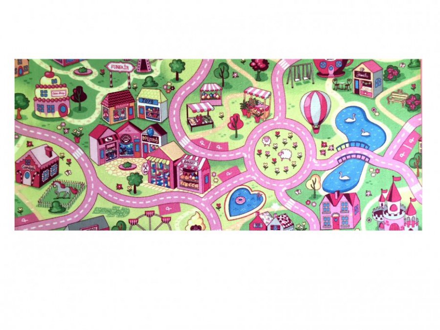 Dětský koberec pro holky Sladké město, rozměry 95 x 200 cm