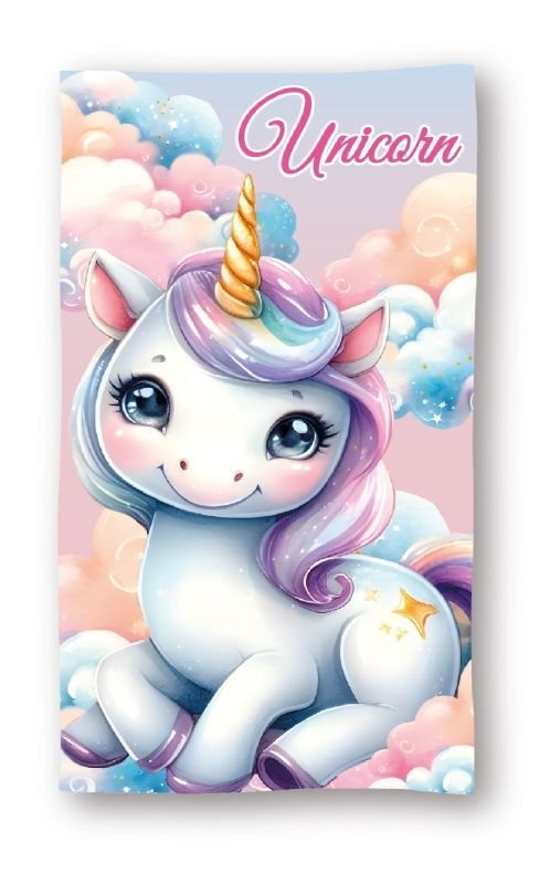 FARO Osuška Micro Jednorožec obláčky Polyester, 70/140 cm - plážové osušky
