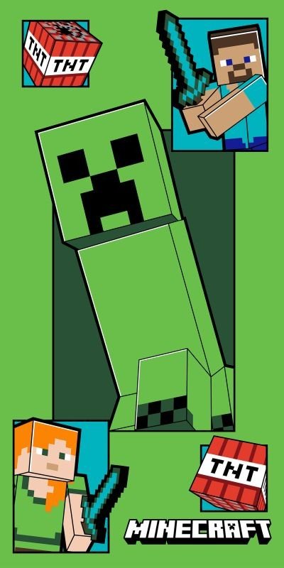 JERRY FABRICS Osuška Minecraft Creeper Coming Bavlna - Froté, 70/140 cm - plážové osušky