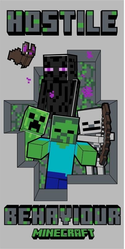 JERRY FABRICS Osuška Minecraft Hostile Behaviour Bavlna - Froté, 70/140 cm - plážové osušky