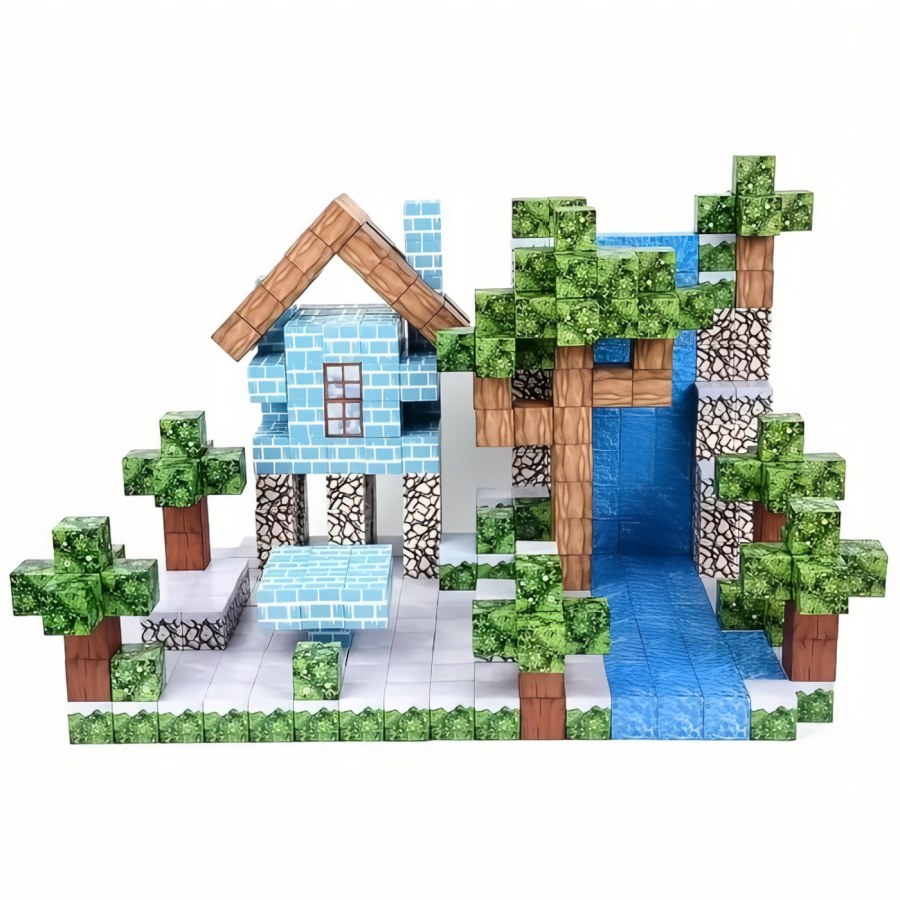 Magnetická stavebnice Minecraft Waterfall nature 100ks - Magnetické stavebnice