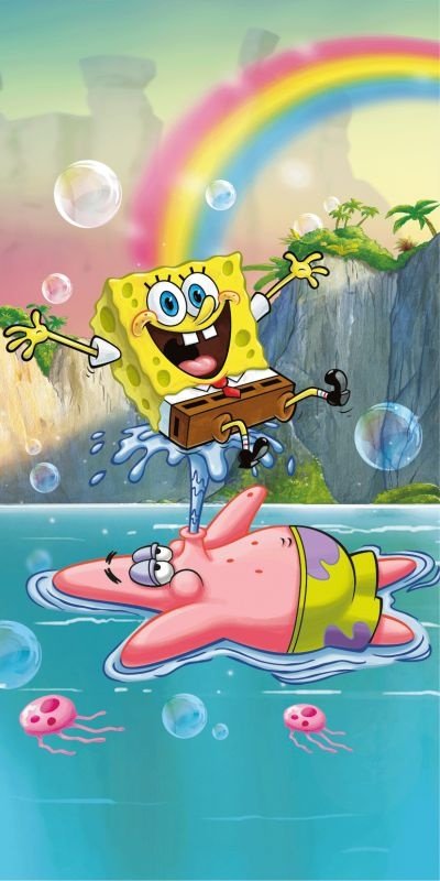 JERRY FABRICS Osuška Sponge Bob Tropical Duo Bavlna - Froté, 70/140 cm - plážové osušky