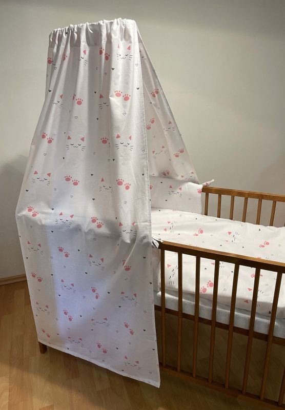SDS Nebesa na postýlku Kočičky bílá Bavlna, 150/200 cm - Výbava do postýlky