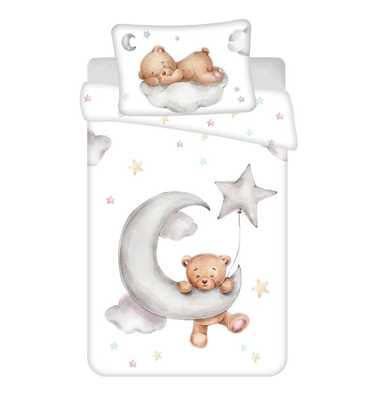 JERRY FABRICS Povlečení do postýlky Medvídek Moon baby Bavlna, 100/135, 40/60 cm - Povlečení nelicenční