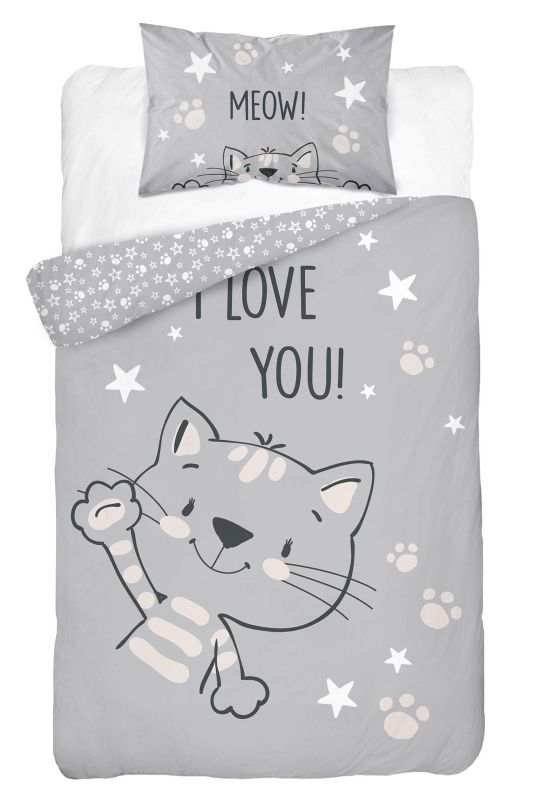 Povlečení do postýlky - Povlečení nelicenční - DETEXPOL Povlečení do postýlky Kočka I love you Bavlna, 100/135, 40/60 cm DETEXPOL Povlečení do postýlky Kočka I love you Bavlna, 100/135, 40/60 cm - Povlečení nelicenční