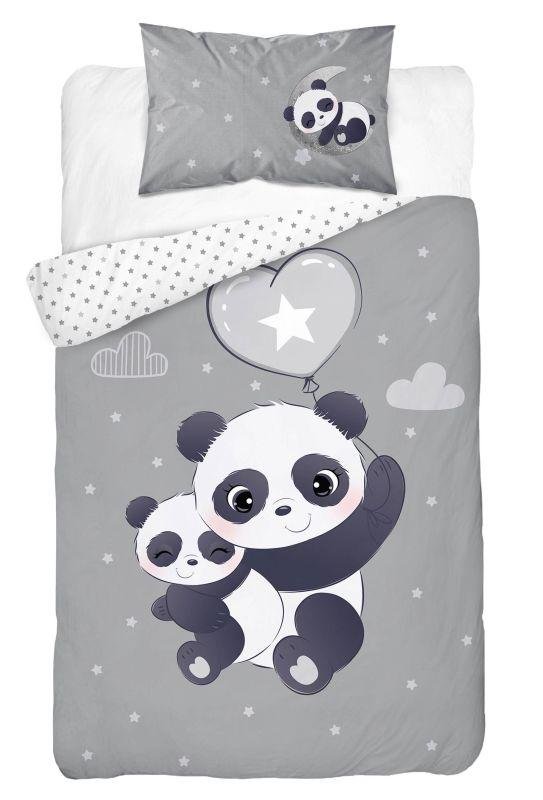 DETEXPOL Bambusové povlečení do postýlky Panda šedá Bavlna, Bambus, 100/135, 40/60 cm - Povlečení nelicenční