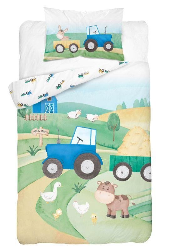 DETEXPOL Bambusové povlečení do postýlky Šťastná farma modrá Bavlna, Bambus, 100/135, 40/60 cm - Povlečení nelicenční