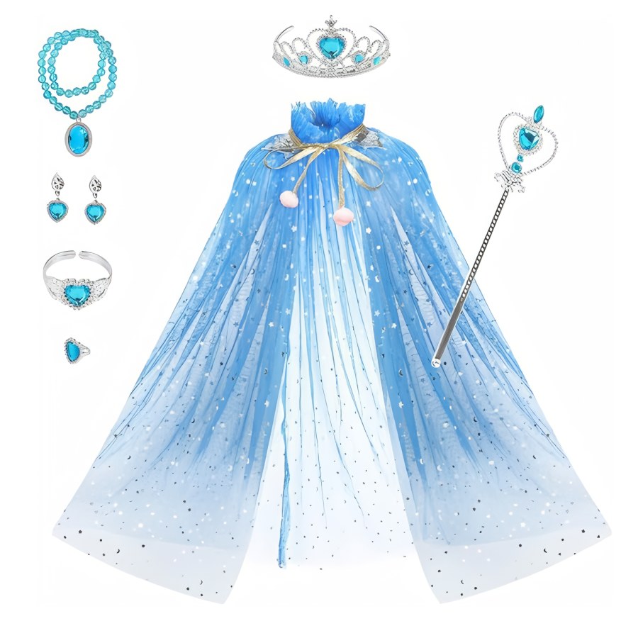 Souprava Pelerína Elsa Frozen se šperky 8ks - Dětské kostýmy