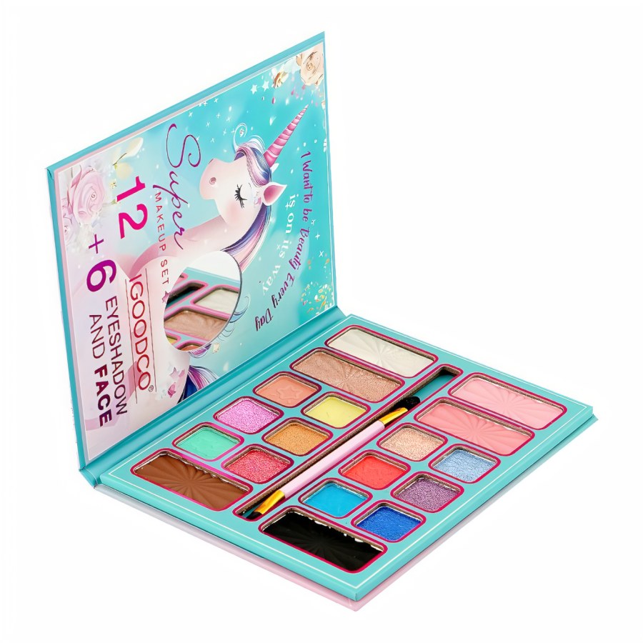 Hračky - Hry na profese - Kosmetička, kadeřnice - Dětská kosmetická paleta Glitter Unicorn se zrcátkem Dětská kosmetická paleta Glitter Unicorn se zrcátkem - Kosmetička, kadeřnice