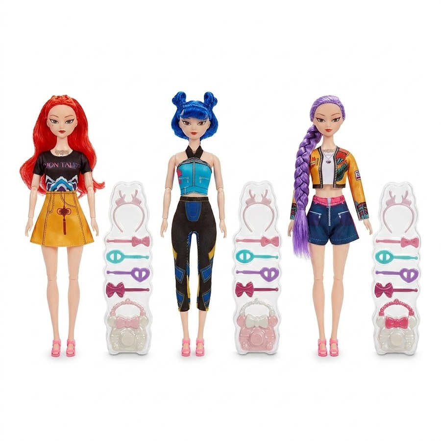 Hračky - Figurky a postavičky - Sada figurek Demon Hunters K-pop s doplňky 3ks 30cm Sada figurek Demon Hunters K-pop s doplňky 3ks 30cm - Figurky a postavičky
