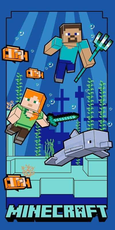 JERRY FABRICS Osuška Micro Minecraft Underwater Fun Polyester, 70/140 cm JERRY FABRICS Osuška Micro Minecraft Underwater Fun Polyester, 70/140 cm