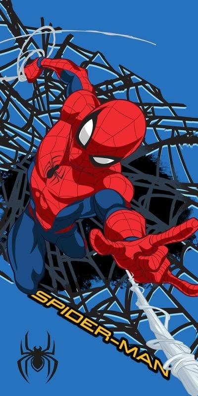 Osušky,ručníky, ponča - plážové osušky - JERRY FABRICS Osuška Micro Spiderman Web Shot Polyester, 70/140 cm JERRY FABRICS Osuška Micro Spiderman Web Shot Polyester, 70/140 cm - plážové osušky
