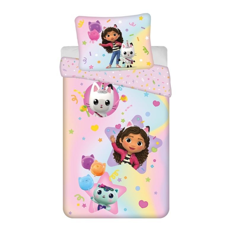 JERRY FABRICS Povlečení Gábinin kouzelný domek Rainbow Bavlna, 140/200, 70/90 cm - Povlečení licenční