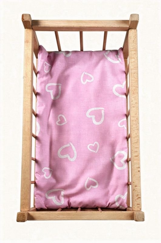 SDS Matrace do postýlky pro panenky Srdíčka velká růžová, Bavlna, výplň: Polyester, 50x28 cm - matrace do POSTÝLKY