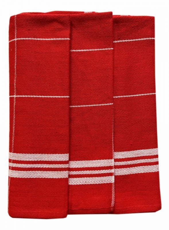 Utěrky - Polášek Kuchyňské utěrky z Egyptské bavlny Bavlna, 3 ks vzor č.64 červená Polášek Kuchyňské utěrky z Egyptské bavlny Bavlna, 3 ks vzor č.64 červená - Utěrky