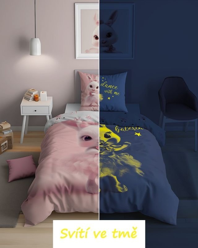 Povlečení nelicenční - DETEXPOL Povlečení Zaječice baletka svítící Bavlna, 140/200, 70/80 cm DETEXPOL Povlečení Zaječice baletka svítící Bavlna, 140/200, 70/80 cm - Povlečení nelicenční