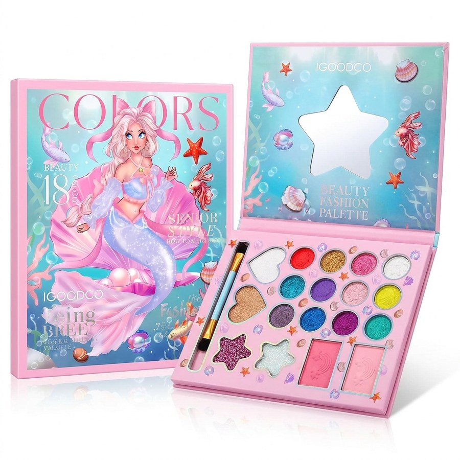Hračky - Hry na profese - Kosmetička, kadeřnice - Dětská kosmetická paleta Beautiful mermaid se zrcátkem Dětská kosmetická paleta Beautiful mermaid se zrcátkem - Kosmetička, kadeřnice