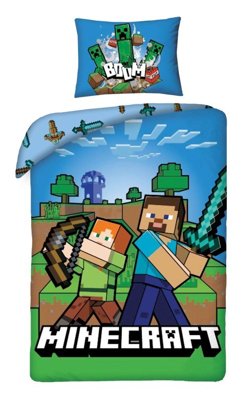 Povlečení licenční - HALANTEX Povlečení Minecraft Boom Bavlna, 140/200, 70/90 cm HALANTEX Povlečení Minecraft Boom Bavlna, 140/200, 70/90 cm - Povlečení licenční