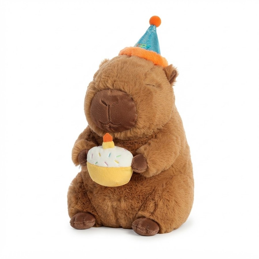 Plyšová hračka Kapybara s dortem Happy Birthday 30cm - Plyšové hračky