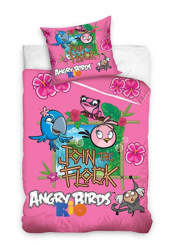 Povlečení Angry Birds Rio růžová 140/200 | Dětský textil a doplňky