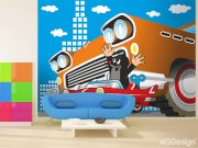 Fototapeta Krteček a autíčko FTNXXL-2425, rozměry 360 x 270 cm Fototapety pro děti - Fototapety dětské vliesové