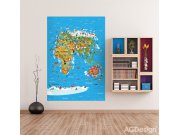 Fototapeta Mapa Světa FTNXL-2540, rozměry 180 x 202 cm Fototapety pro děti - Fototapety dětské vliesové
