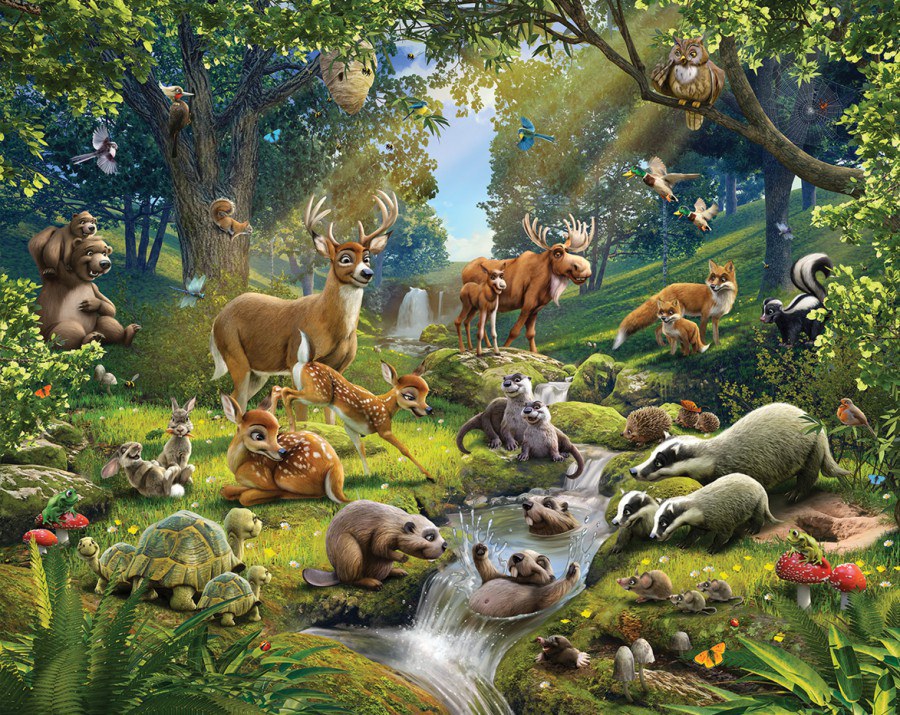 Fototapeta 3D Zvířátka z lesa Walltastic 43060, 305 x 244 cm